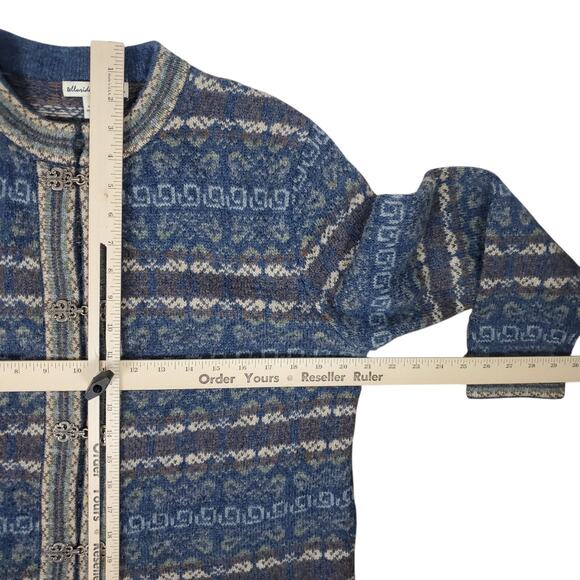 Telluride Clothing Co 100% Wool Nordic Fair Isle Cardigan Sweater Sz M Blue Mult - Picture 12 of 13